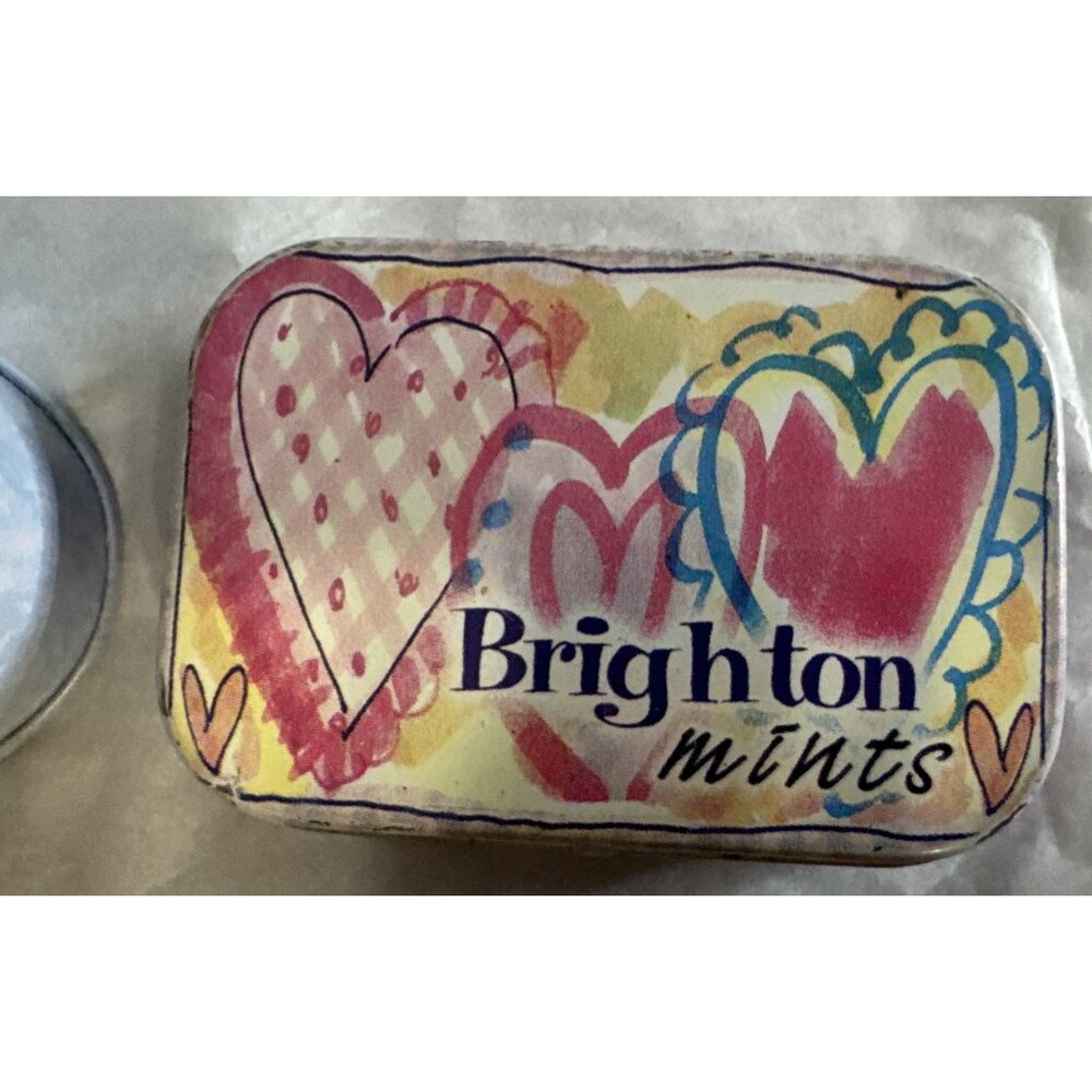 2 PC Brighton Jewelry Gift Box Metal Floral Tin Oval & Mint Box Empty Storage - Picture 6 of 8